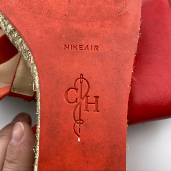 Cole Haan Elisabeth Wedge Nike Air Red Leather Sandals - Picture 12 of 15